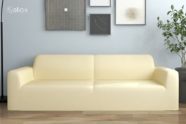 vidaXL Trivietės sofos užvalkalas, kreminis, džersio poliesteris