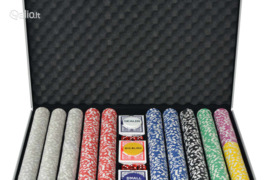 vidaXL Pokerio rinkinys su 1000 žetonų su vertėmis, aliuminis