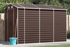 vidaXL Sodo sandėliukas, rudas, 191x300x198 cm, cinkuotas plienas