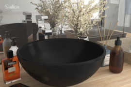 vidaXL Prabangus praustuvas, matinis juodas, 32,5x14cm, keramika