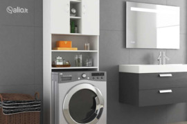 vidaXL Skalimo mašinos spintelė, baltos spalvos, 64x25,5x190cm