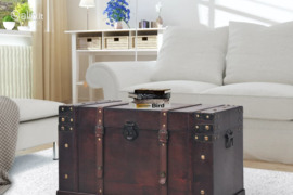 vidaXL Vintažinė medinė lobių skrynia, 66x38x40cm