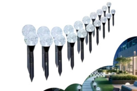 LED saulės energijos lauko šviestuvai su kristalo rutulių sferinėmis lemputėmis (20 vnt.)