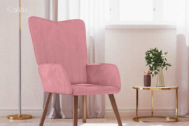 vidaXL Poilsio kėdė, rožinės spalvos, aksomas