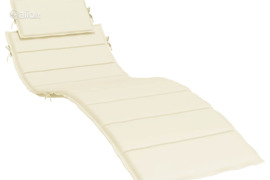 vidaXL Saulės gulto čiužinukas, kreminės spalvos, 186x58x4cm, audinys