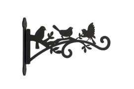 2 vnt. juodi metaliniai augalų pakabinimo laikikliai su paukščių dizainu