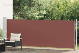 vidaXL Ištraukiama šoninė kiemo pertvara, rudos spalvos, 140x600cm