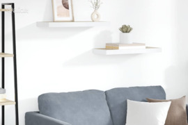 vidaXL Pakabinamos lentynos, 2vnt., ąžuolo/baltos, 60x23,5x3,8cm, MDF