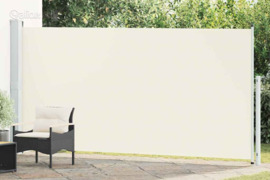 vidaXL Ištraukiama šoninė kiemo pertvara, kreminės spalvos, 180x500cm