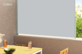 vidaXL Ištraukiama šoninė kiemo pertvara, pilkos spalvos, 200x300cm