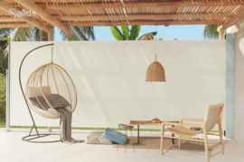 vidaXL Ištraukiama šoninė kiemo pertvara, kreminės spalvos, 220x600cm