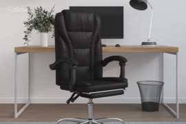 vidaXL Atlošiama biuro kėdė, juodos spalvos, dirbtinė oda