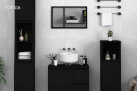 vidaXL Vonios kambario spintelė, juoda, 65x33x60cm, apdirbta mediena