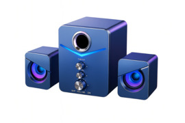 9D erdvinio garso garsiakalbiai su LED apšvietimu – 2.1 stereo sistema, USB maitinimas