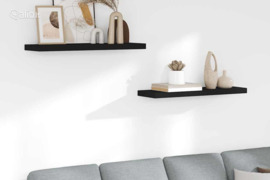 vidaXL Pakabinamos lentynos, 2vnt., juodos, 80x23,5x3,8cm, MDF