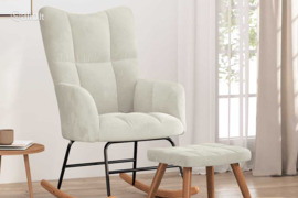 vidaXL Supama kėdė su pakoja, kreminės baltos spalvos, aksomas