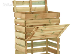 vidaXL Sodo komposto dėžė, 80x50x100cm, impregnuota pušis, lentjuostės