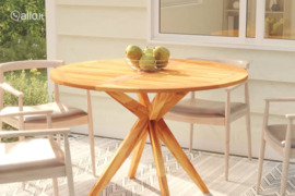 vidaXL Sodo stalas, 110x110x75cm, akacijos medienos masyvas