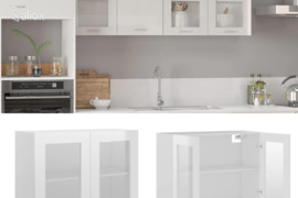 vidaXL Pakabinama stiklinė spintelė,  “Lyon”,  balta,  80x31x60cm