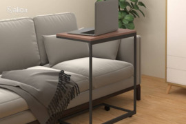 vidaXL Šoninis staliukas su ratukais, juodas, 55x35x70cm, mediena