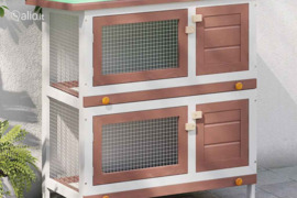 vidaXL Lauko narvas triušiams, raudonos spalvos, mediena, 4 durys