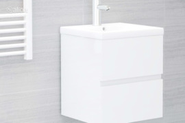 vidaXL Spintelė praustuvui, balta, 41x38,5x45cm, apdirbta mediena