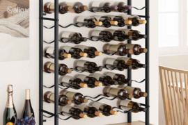 vidaXL Stovas vynui skirtas 48 buteliams, juodos spalvos, metalas