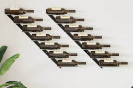 vidaXL Prie sienos montuojami vyno laikikliai, 2vnt., juodi, metalas