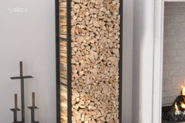 vidaXL Stovas malkoms, matinės juodos spalvos, 50x28x132cm, plienas