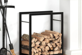 vidaXL Stovas malkoms, matinės juodos spalvos, 50x28x56cm, plienas