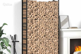 vidaXL Stovas malkoms, matinės juodos spalvos, 110x28x214cm, plienas