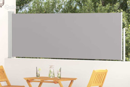 vidaXL Ištraukiama šoninė kiemo pertvara, pilkos spalvos, 100x300cm