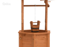 vidaXL Sodo lovelis-norų šulinys, 40x40x84cm, eglės mediena