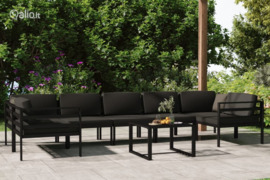 vidaXL Sodo komplektas su pagalvėlėmis, 8 dalių, antracito, aliuminis