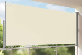 vidaXL Ištraukiama šoninė kiemo pertvara, kreminės spalvos, 160x300cm