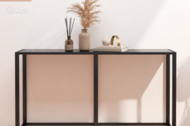 vidaXL Konsolinis staliukas, juodas, 140x35x75,5cm, stiklas