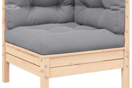 vidaXL Kampinė sodo sofa su pilkomis pagalvėlėmis, pušies masyvas