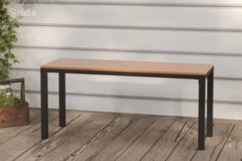 vidaXL Sodo suoliukas, rudos/juodos spalvos, 110cm, plienas ir WPC