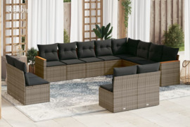 vidaXL Sodo komplektas su pagalvėlėmis, 12 dalių, pilkas, poliratanas