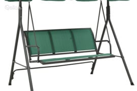 vidaXL Sodo sūpynės-suoliukas, žalios, 170cm, tekstilenas ir plienas