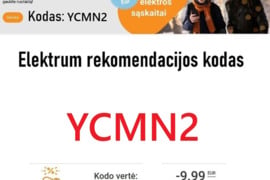 Elektrum nuolaidos kodas YCMN2, tai -9,99 Eur nuolaida pirmajai sąskaitai!