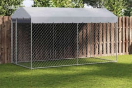 vidaXL Lauko voljeras šunims su tentu stogui, 382x192x225cm