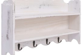 vidaXL Prie sienos montuojama kabykla, balta, 50x10x30cm, mediena
