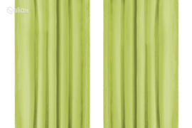 vidaXL Mikro satino užuolaidos su kilpomis, 2 vnt., 140x225 cm, žalios