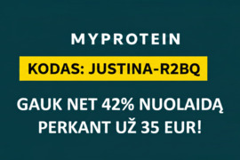 Nuolaidos kodas 42%: Justina-R2BQ - MyProtein.lt