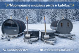 Nuomojame mobilią pirtį ir kubilą – atvežame tiesiai pas jus *** ALYTUS NUOMA www.pirtiskieme.lt ALY