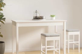 vidaXL Valgomojo stalas, baltas, 110x55x75cm, pušies medienos masyvas