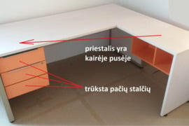 Tvirtas kampinis rašomasis darbo stalas