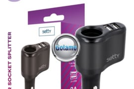 Auto 12V lizdo skirstytuvas Setty 1 lizdas su 2 x USB jungtimis (12V-24V)