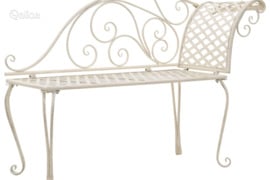 vidaXL Sodo poilsio gultas, baltas, 128 cm, metalas, sen. stiliaus
